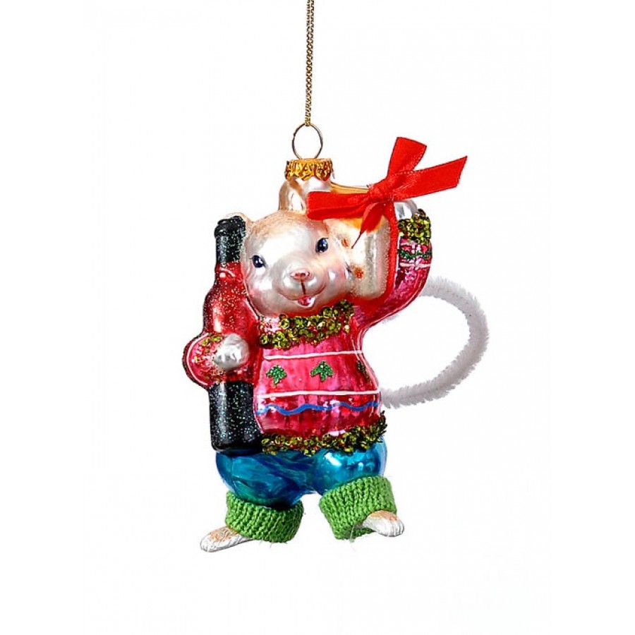 Χριστουγεννιάτικο Στολίδι Ποντίκι Χορευτής 12 εκ Γυάλινο 10764-a Χριστούγεννα